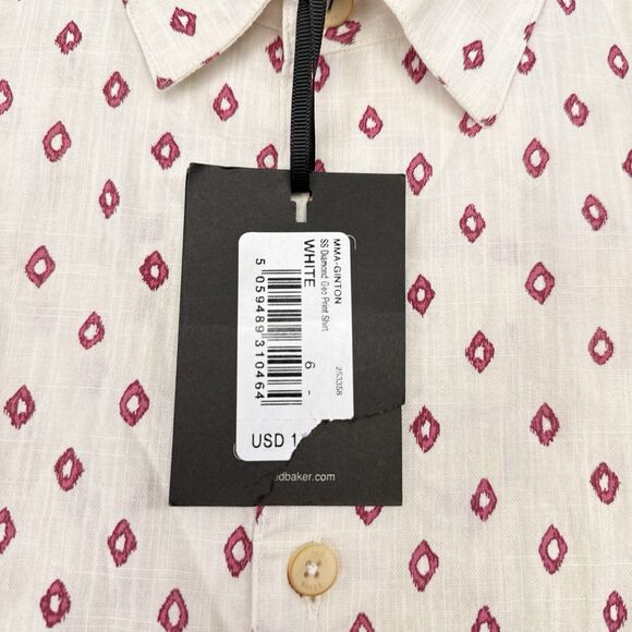 Ted Baker Shirt Men’s‎ Size 6 US 2XL Short Sleeve Button Up Geometric Print NEW - Picture 6 of 11